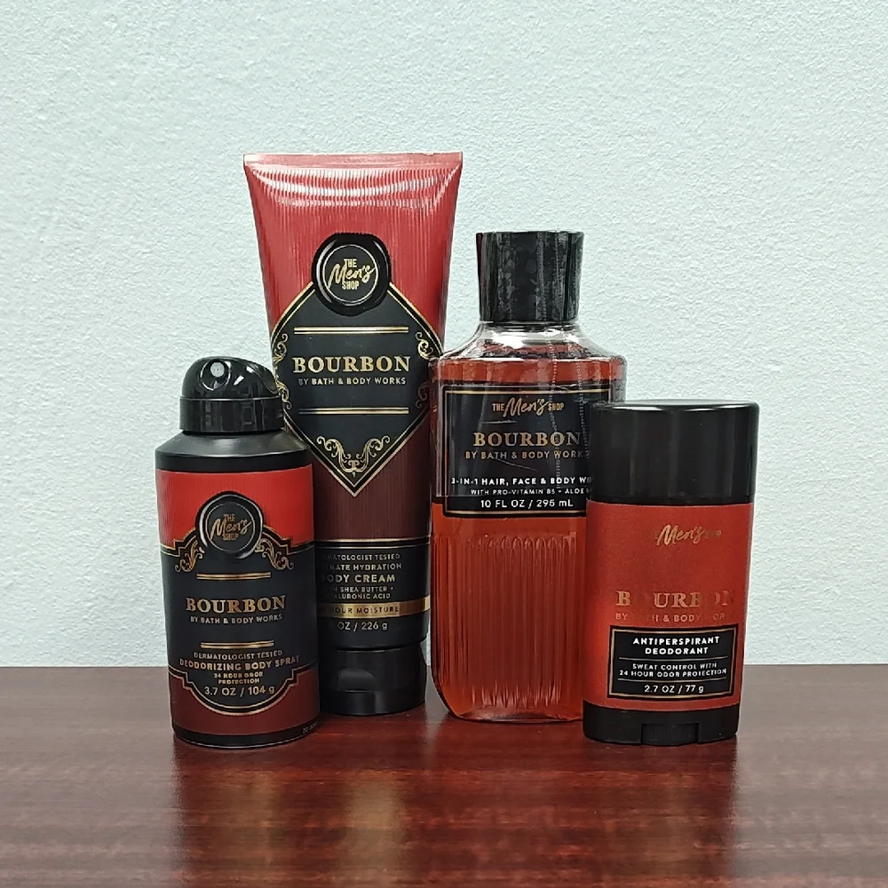 Bath & Body Works BOURBON Men's Collection 4 Piece Bundle